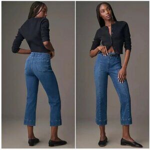 Pilcro Anthropologie Slim 70s High Rise Crop Flare Jeans